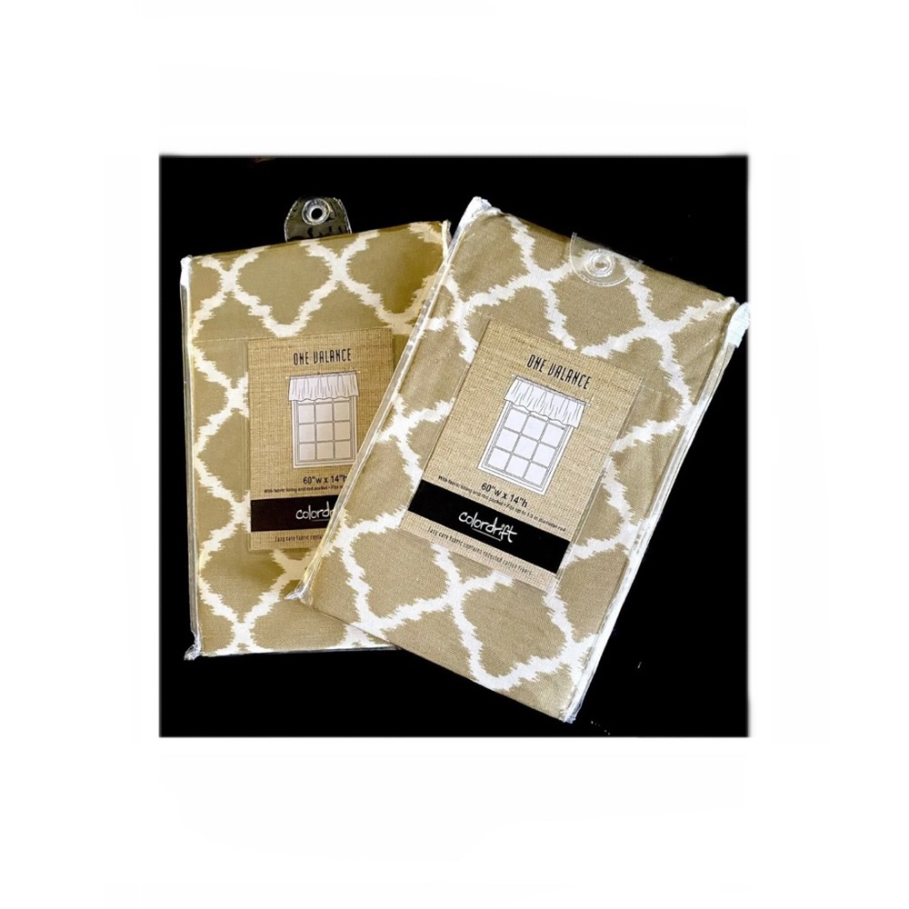 Misha Colordrift Trellis Lattice Lined Window Valance Set- Latte
